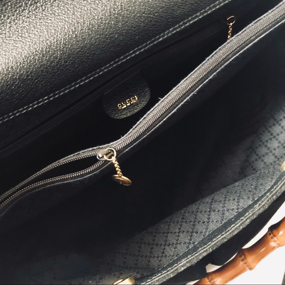 Gucci Black Suede Satchel with Bamboo Top Handles - Picture 9 of 16